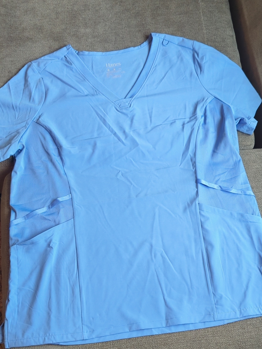 Hanes Light Blue V-Neck with Side Pockets